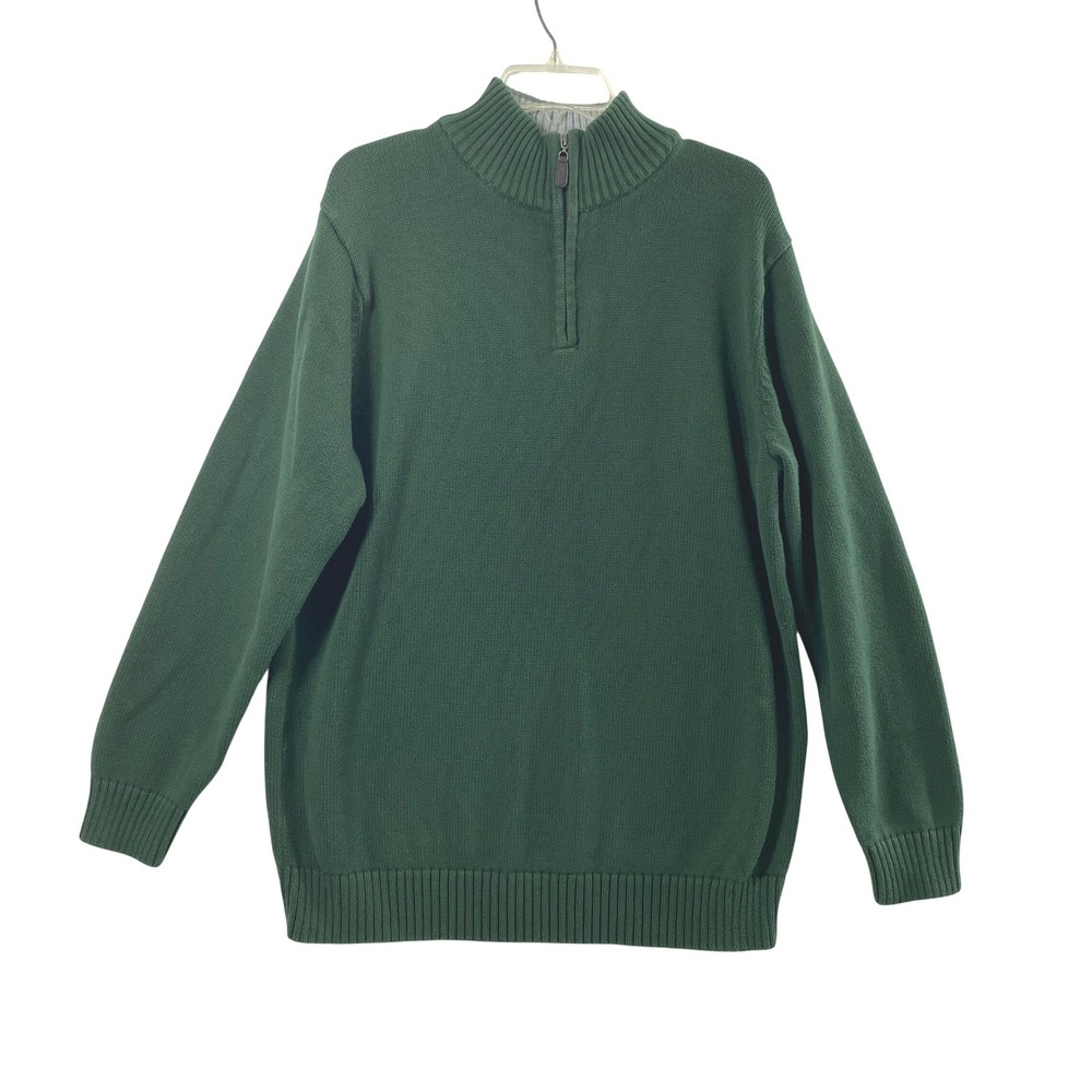 LL Bean Sweater Mens XL Tall Green Quarter Zip Pullover Mock Neck Gorp Outdoor